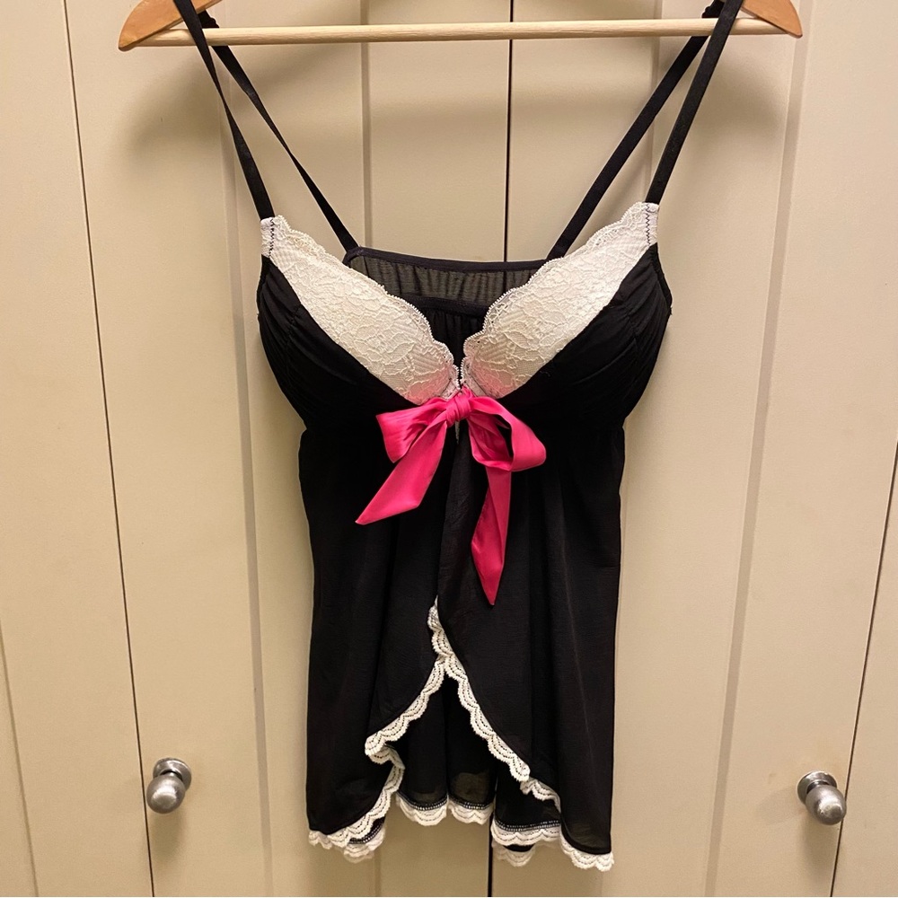 🎀La SENZA-Sexy Black/White Chemise/Baby Doll-Extreme Padded/Push up Bra-Size M